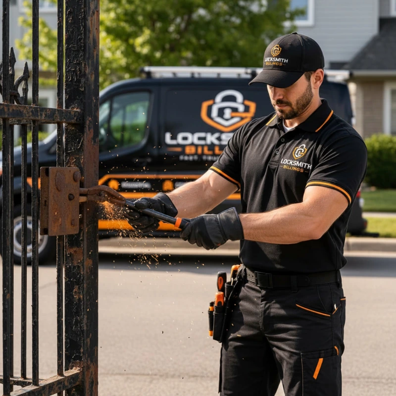 Locksmith installing residential door lock hardware in Billings MT